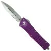 Microtech Violet Combat Troodon OTF Auto Knife, Stonewash Part Serrated Blade