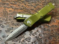 Microtech Combat Troodon Double Edge Full Serrated Stonewashed OD Green