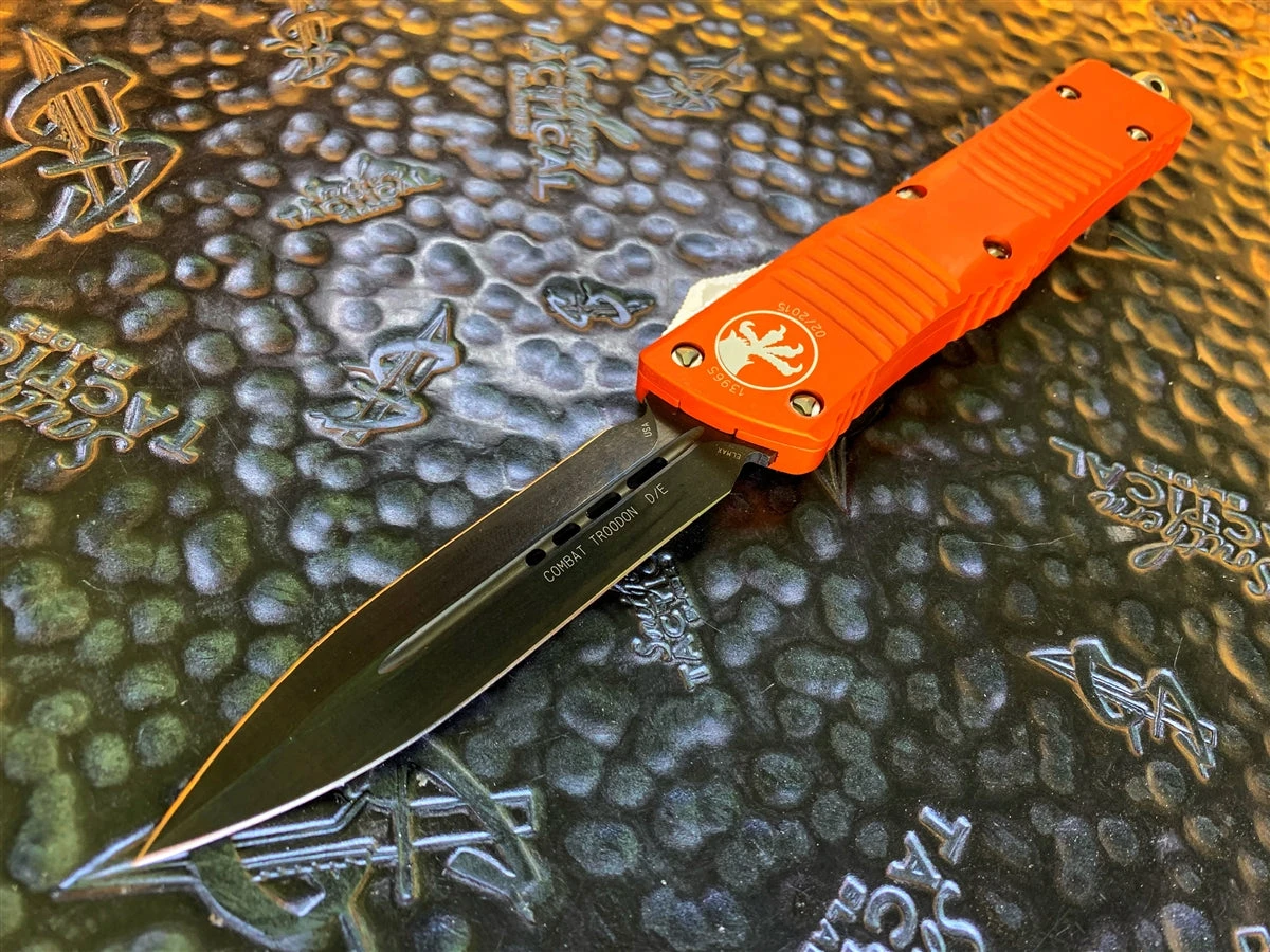 Microtech Combat Troodon Double Edge Standard Orange 2015 W/ Factory DLC Blade 1 Microtech Combat Troodon Double Edge Standard Orange 2015 W/ Factory DLC Blade