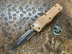 Microtech Combat Troodon Double Edge Part Serrated Tan