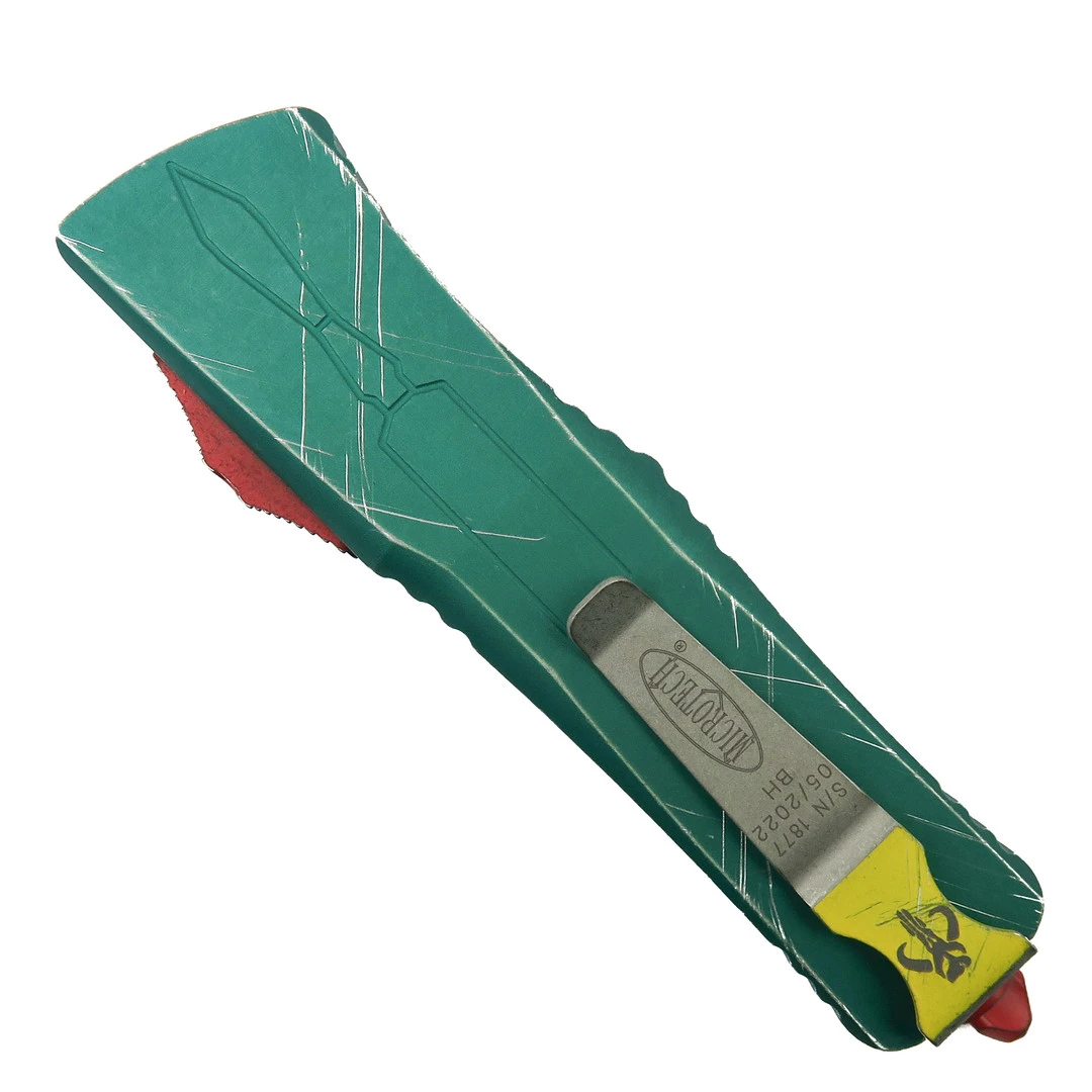 Microtech Bounty Hunter Combat Troodon T/E OTF Knife, Apocalyptic Stonewash Serrated Blade 2 Microtech Bounty Hunter Combat Troodon T/E OTF Knife, Apocalyptic Stonewash Serrated Blade - Image 2