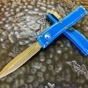 Microtech UTX-70 Double Edge Apocalyptic Standard Distressed Blue