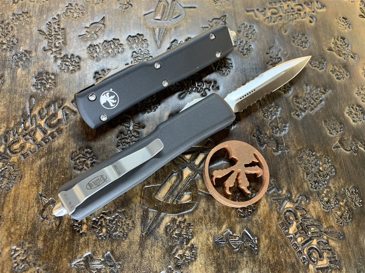 Microtech UTX-70 Double Edge Satin Part Serrated 2 Microtech UTX-70 Double Edge Satin Part Serrated - Image 2