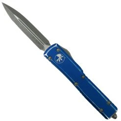 Microtech Distressed Blue UTX-70 OTF Auto Knife, Apocalyptic Blade