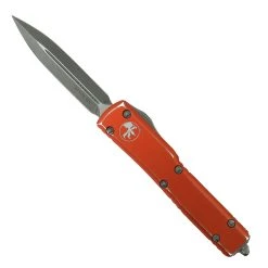 Microtech Distressed Orange UTX-70 OTF Auto Knife, Apocalyptic Blade