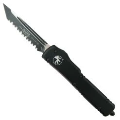 Microtech UTX70 OTF Auto Knife, Black Tanto Serrated Blade