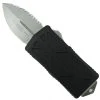 Microtech Black Exocet OTF Auto Knife, Fully Serrated Dagger Blade
