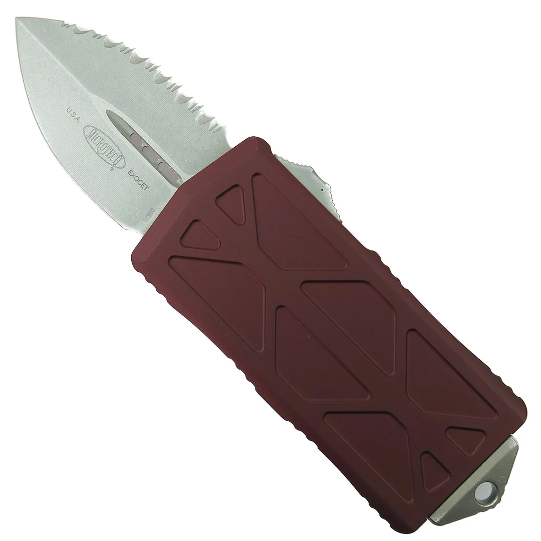 Microtech Merlot Exocet OTF Auto Knife, Fully Serrated Dagger Blade 1 Microtech Merlot Exocet OTF Auto Knife, Fully Serrated Dagger Blade