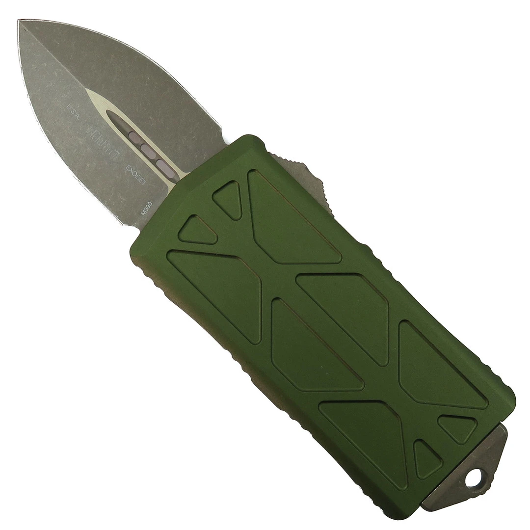 Microtech OD Green Exocet OTF Auto Knife, Bronze Apocalyptic Blade 1 Microtech OD Green Exocet OTF Auto Knife, Bronze Apocalyptic Blade