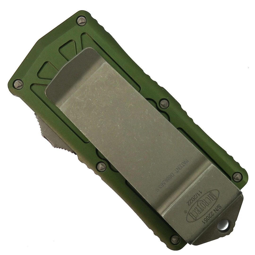 Microtech OD Green Exocet OTF Auto Knife, Bronze Apocalyptic Blade 2 Microtech OD Green Exocet OTF Auto Knife, Bronze Apocalyptic Blade - Image 2