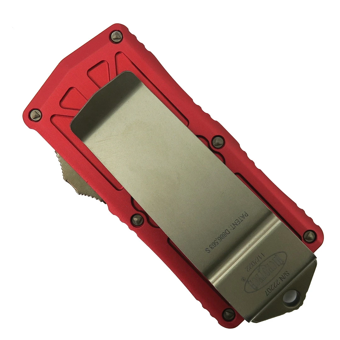 Microtech Red Exocet OTF Auto Knife, Bronze Stonewash Blade 2 Microtech Red Exocet OTF Auto Knife, Bronze Stonewash Blade - Image 2