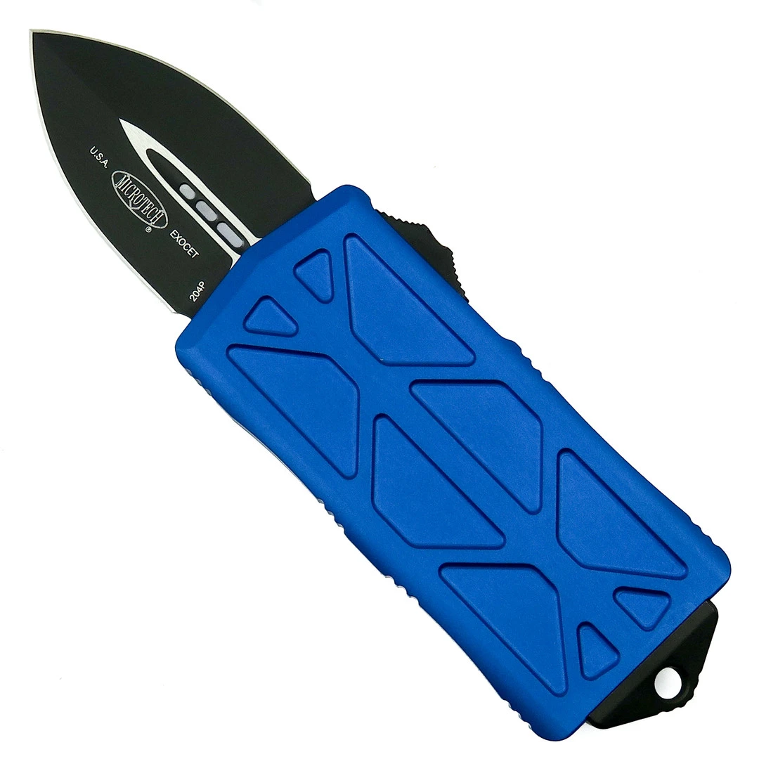 Microtech Blue Exocet OTF Auto Knife, Black Blade 1 Microtech Blue Exocet OTF Auto Knife, Black Blade