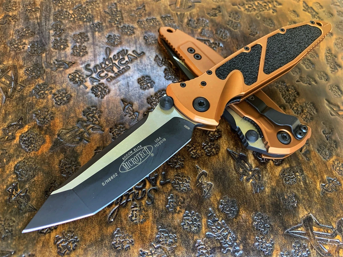 Microtech Socom Elite Tanto Black Blade Standard Tan 1 Microtech Socom Elite Tanto Black Blade Standard Tan