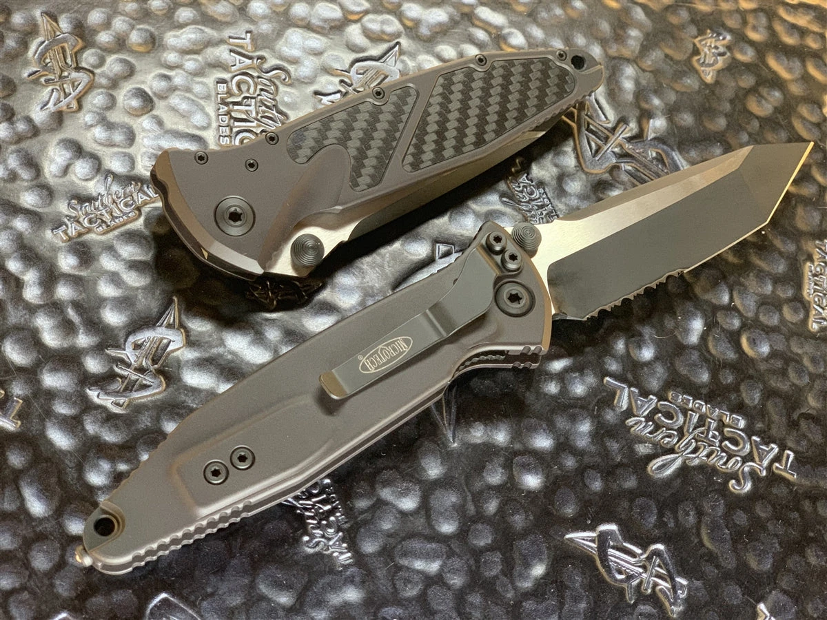 Microtech Socom Elite Manual Tanto Part Serrated Black Carbon Fiber Inlay 2 Microtech Socom Elite Manual Tanto Part Serrated Black Carbon Fiber Inlay - Image 2