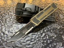 Microtech Navy Scarab Single Edge Part Serrated Tan