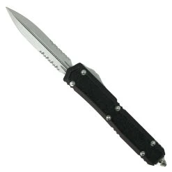 Microtech Signature Series Makora OTF Knife, Stonewash Combo Dagger Blade