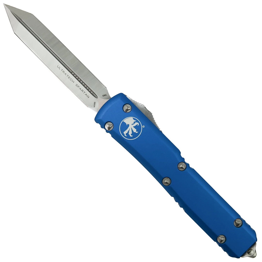 Microtech Blue Spartan Ultratech OTF Auto Knife, Satin Blade 1 Microtech Blue Spartan Ultratech OTF Auto Knife, Satin Blade