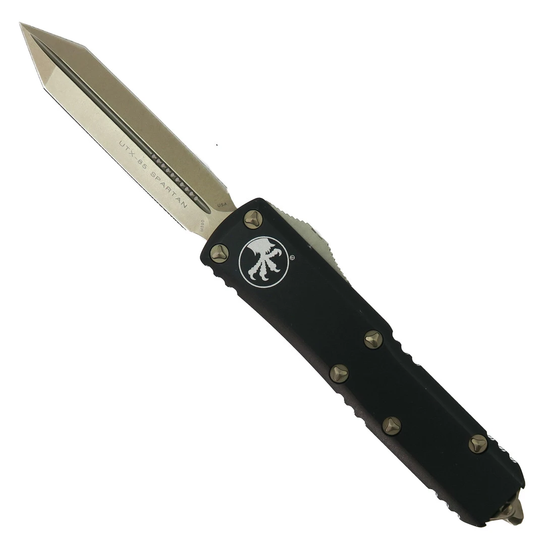 Microtech UTX-85 Spartan OTF Auto Knife, Bronze Double Tanto Blade 1 Microtech UTX-85 Spartan OTF Auto Knife, Bronze Double Tanto Blade
