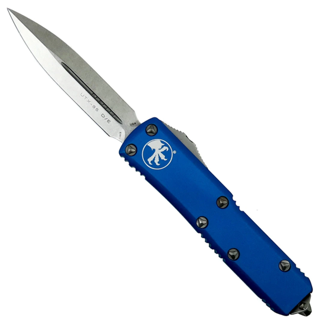 Microtech Blue UTX-85 Dagger OTF Auto Knife, Stonewash Blade 1 Microtech Blue UTX-85 Dagger OTF Auto Knife, Stonewash Blade