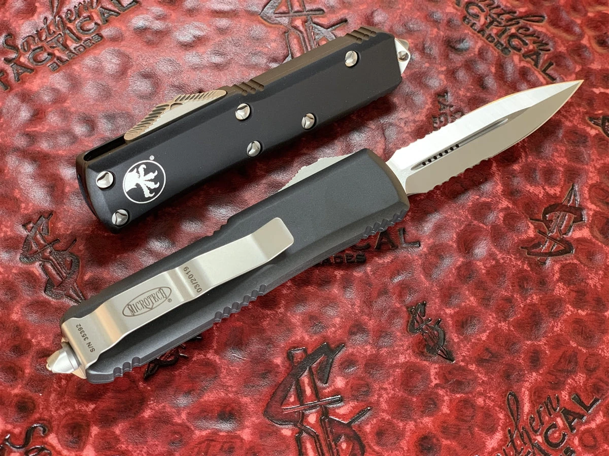 Microtech UTX85 Double Edge Satin Part Serrated 2 Microtech UTX85 Double Edge Satin Part Serrated - Image 2