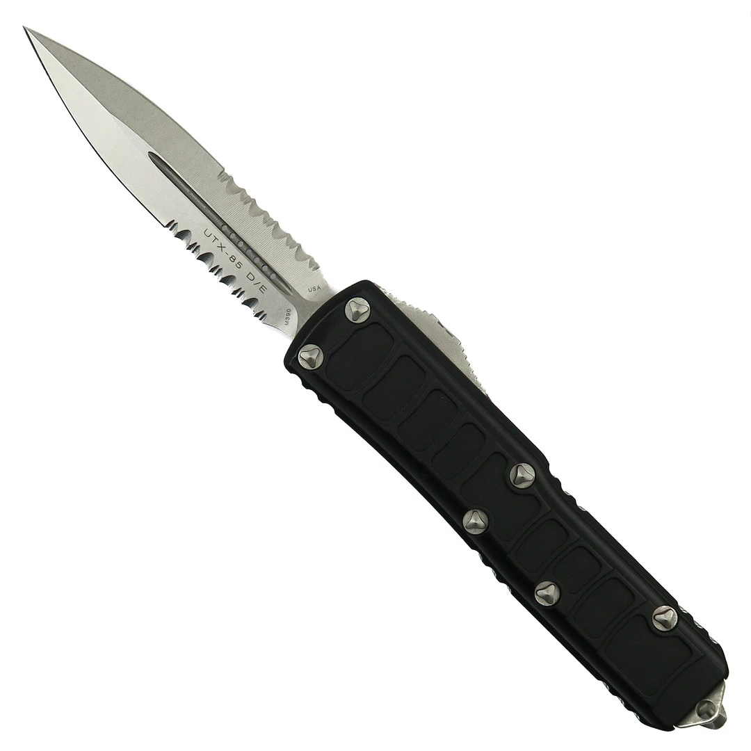 Microtech Signature Series UTX-85 OTF II Auto Knife, Stonewash Part Serrated Blade 1 Microtech Signature Series UTX-85 OTF II Auto Knife, Stonewash Part Serrated Blade