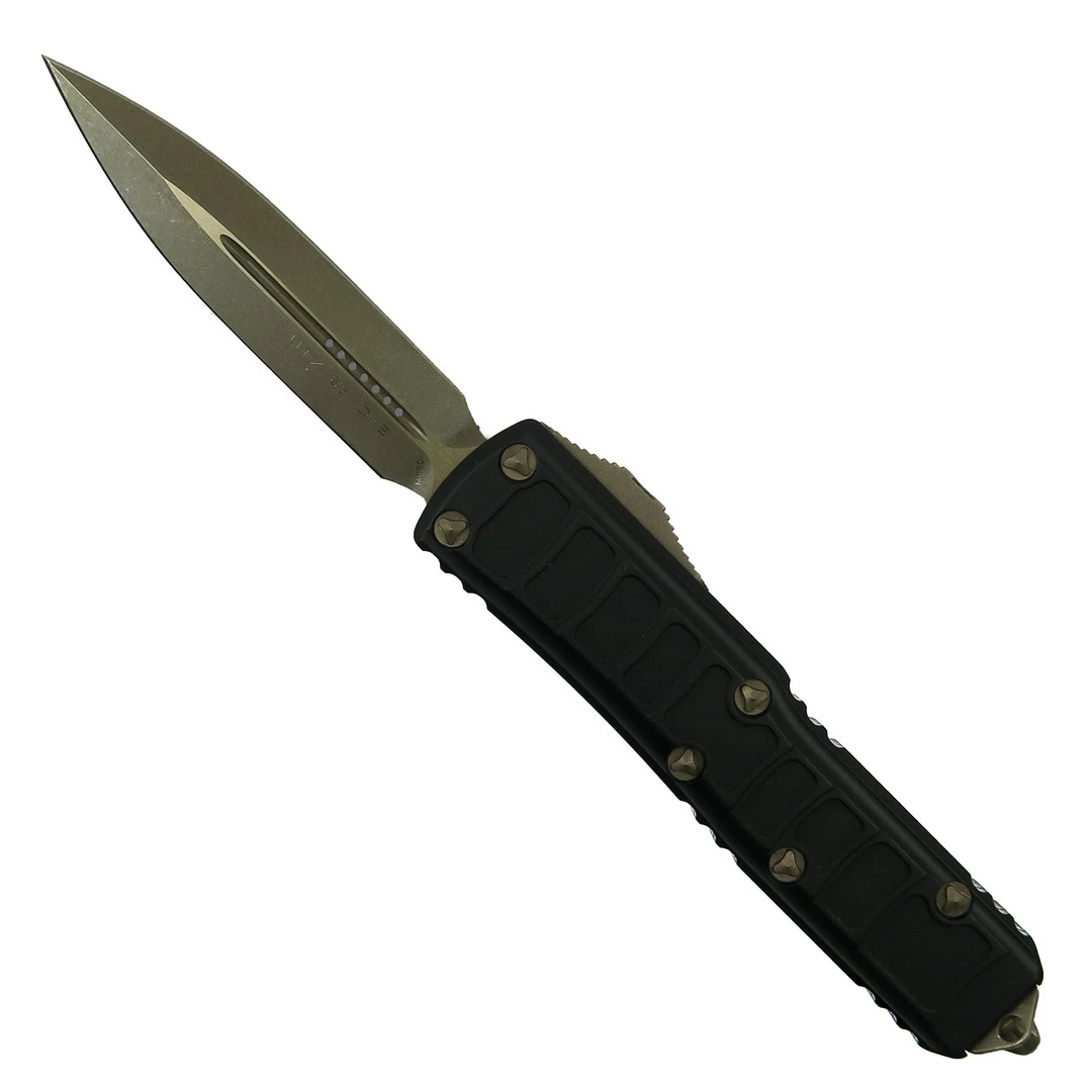 Microtech Signature Series UTX-85 OTF II Auto Knife, Apocalyptic Bronze Dagger Blade 1 Microtech Signature Series UTX-85 OTF II Auto Knife, Apocalyptic Bronze Dagger Blade