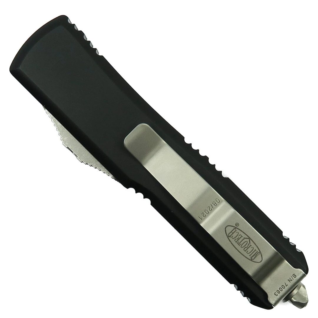 Microtech Black UTX-85 OTF Auto Knife, Tanto Stonewash Blade 2 Microtech Black UTX-85 OTF Auto Knife, Tanto Stonewash Blade - Image 2