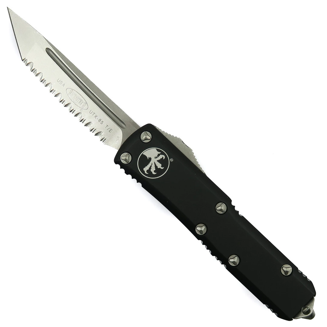 Microtech Black UTX-85 OTF Auto Knife, Tanto Stonewash Blade 1 Microtech Black UTX-85 OTF Auto Knife, Tanto Stonewash Blade