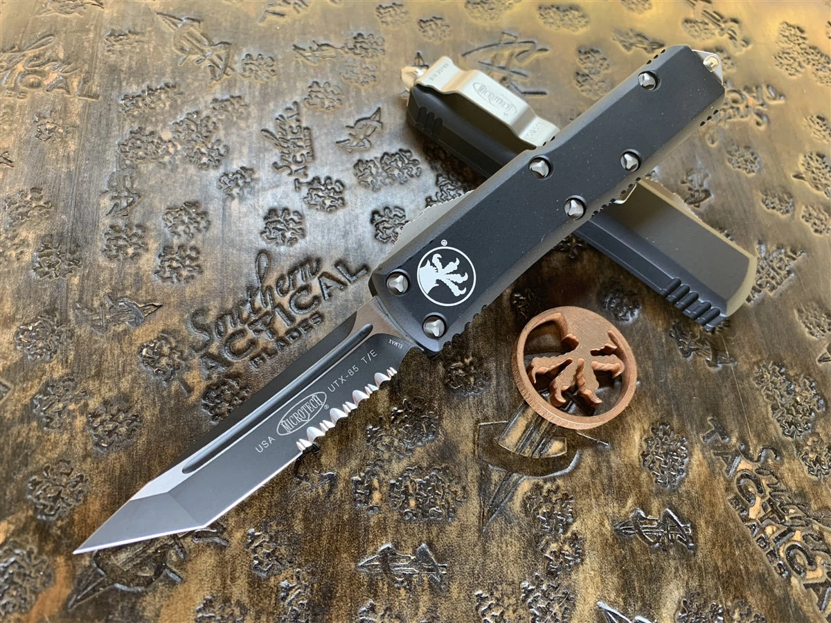 Microtech UTX85 Tanto Part Serrated Black 1 Microtech UTX85 Tanto Part Serrated Black