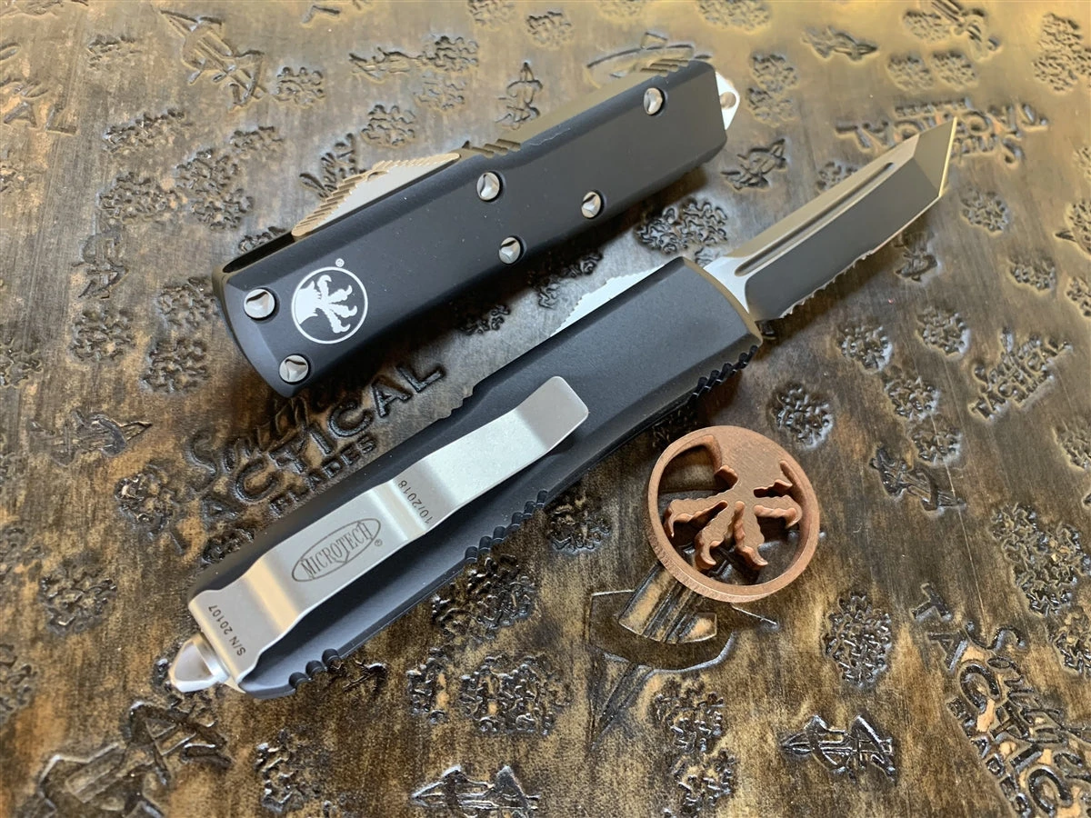 Microtech UTX85 Tanto Part Serrated Black 2 Microtech UTX85 Tanto Part Serrated Black - Image 2