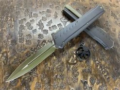 Microtech Cypher MK7 Double Edged Limited Edition OD Green Blade W/ Green Accents
