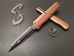 Microtech Cypher Smooth Double Edge Double Full Serrated Tan