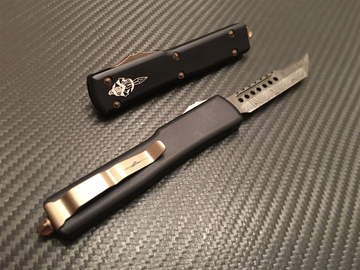 Microtech Signature Series UTX-70 Hellhound Tanto Damascus Bronzed Hardware 2 Microtech Signature Series UTX-70 Hellhound Tanto Damascus Bronzed Hardware - Image 2