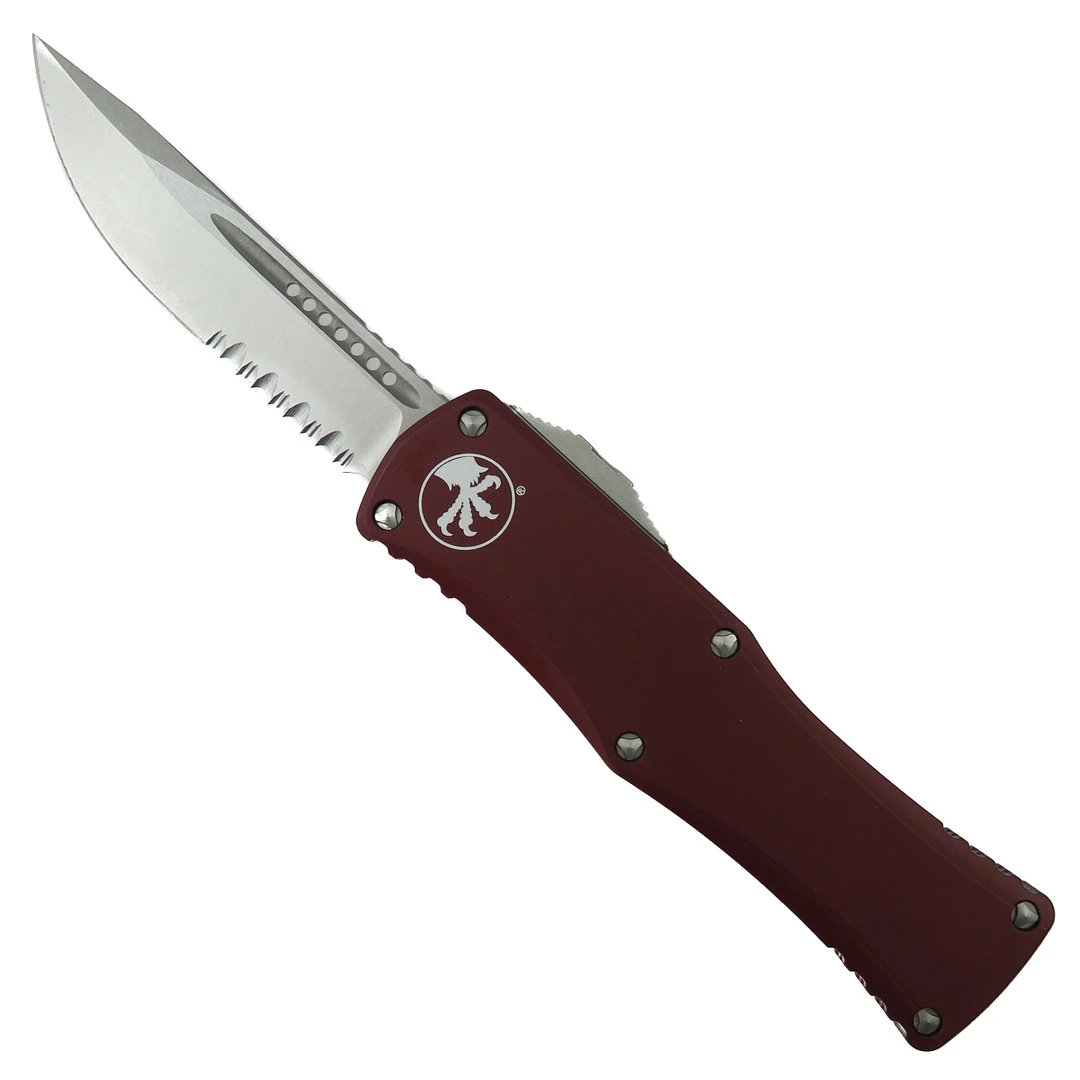 Microtech Merlot Hera OTF Knife, Stonewash Part Serrated Blade 1 Microtech Merlot Hera OTF Knife, Stonewash Part Serrated Blade