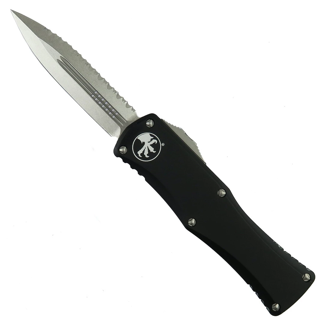 Microtech Hera OTF Knife, Stonewash Fully Serrated Dagger Blade 1 Microtech Hera OTF Knife, Stonewash Fully Serrated Dagger Blade