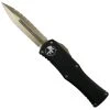 Microtech Hera OTF Knife, Bronzed Fully Serrated Dagger Blade