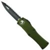 Microtech OD Green Hera OTF Knife, Black Serrated Dagger Blade