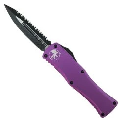 Microtech Violet Hera OTF Knife, Black Serrated Dagger Blade
