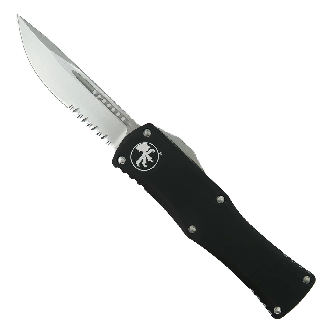Microtech Hera OTF Knife, Stonewash Part Serrated Blade 1 Microtech Hera OTF Knife, Stonewash Part Serrated Blade