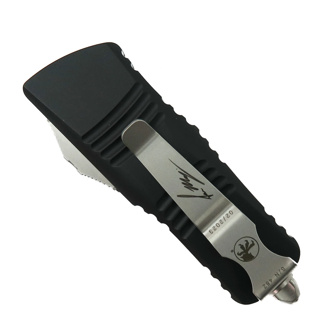 Microtech Signature Series Mini Troodon OTF Knife, Hellhound Stonewash Blade 2 Microtech Signature Series Mini Troodon OTF Knife, Hellhound Stonewash Blade - Image 2