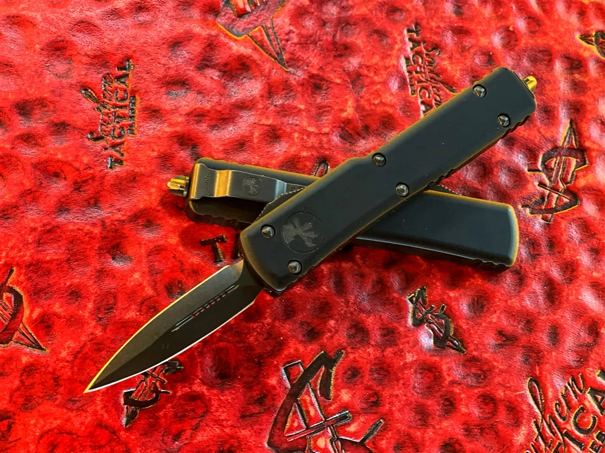 Microtech UTX-70 California Legal OTF Double Edge DLC Standard Tactical W/ DLC Accents Shadow California Legal Knife 1 Microtech UTX-70 California Legal OTF Double Edge DLC Standard Tactical W/ DLC Accents Shadow California Legal Knife