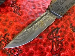 Microtech QD Scarab, Single Edge, San Mai Damascus Standard Serial 003 -PrecisionBladesMicrotech MTDamascusScarrab 5