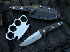Microtech Socom Alpha Mini Fixed Blade Black 3D G10 Scales W/ Stonewashed Drop Point Blade (3.72”) 113M-10