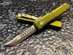 Microtech Ultratech Hellhound Stonewashed Standard OD Green Signature Series Off Automatic Knife