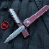 Microtech Ultratech D/E Distressed Merlot Aluminum Body W/ Apocalyptic Double Full Serrated Blade ( 3.4”) 122-D12DMR