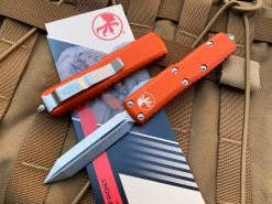 Microtech UTX-85 Spartan Orange Aluminum Body W/ Stonewashed Spartan Blade (3.1”) 230-10OR