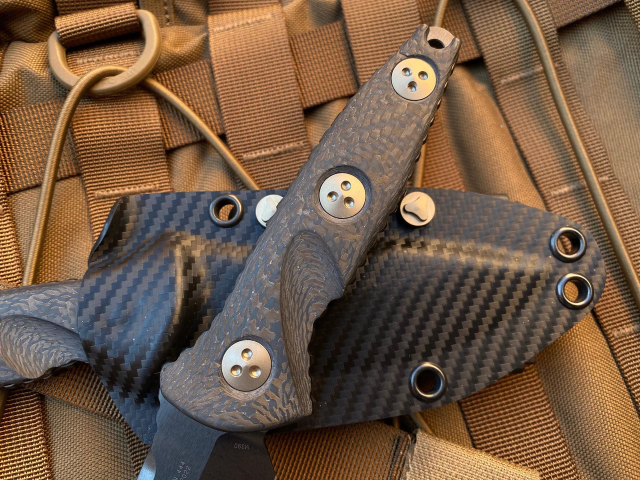 Microtech Socom Alpha Mini S/E Carbon Fiber Scales W/ Bronzed Hardware And DLC Plain Edge Blade (3.75”) 113M-1DLCCFS 2 Microtech Socom Alpha Mini S/E Carbon Fiber Scales W/ Bronzed Hardware And DLC Plain Edge Blade (3.75”) 113M-1DLCCFS - Image 2