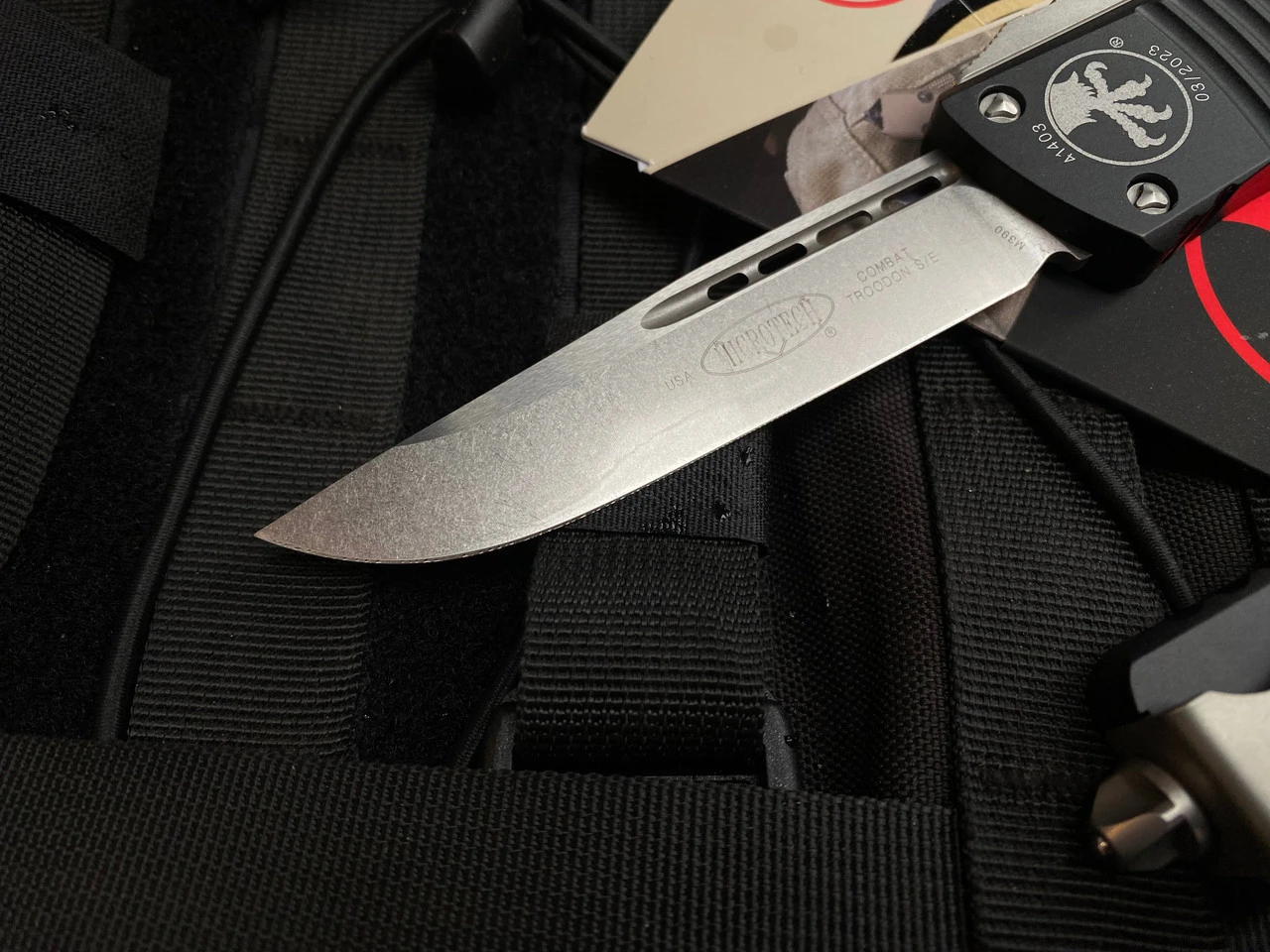 Microtech Combat Troodon S/E Black Aluminum Body W/ Stonewashed Plain Edge Blade (3.8”) 143-10 2 Microtech Combat Troodon S/E Black Aluminum Body W/ Stonewashed Plain Edge Blade (3.8”) 143-10 - Image 2