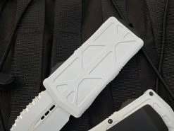 Microtech Exocet Stormtrooper D/E White Aluminum Body W/ White Full Serrated Blade (1.9”) 157-3ST -PrecisionBladesMicrotech image 38df7205 8559 4e63 98d5 087694b9e5b9 09748.1680805483