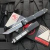 Microtech Ultratech T/E Black Aluminum Body W/ Full Serrated Satin Blade (3.4”) 123-6